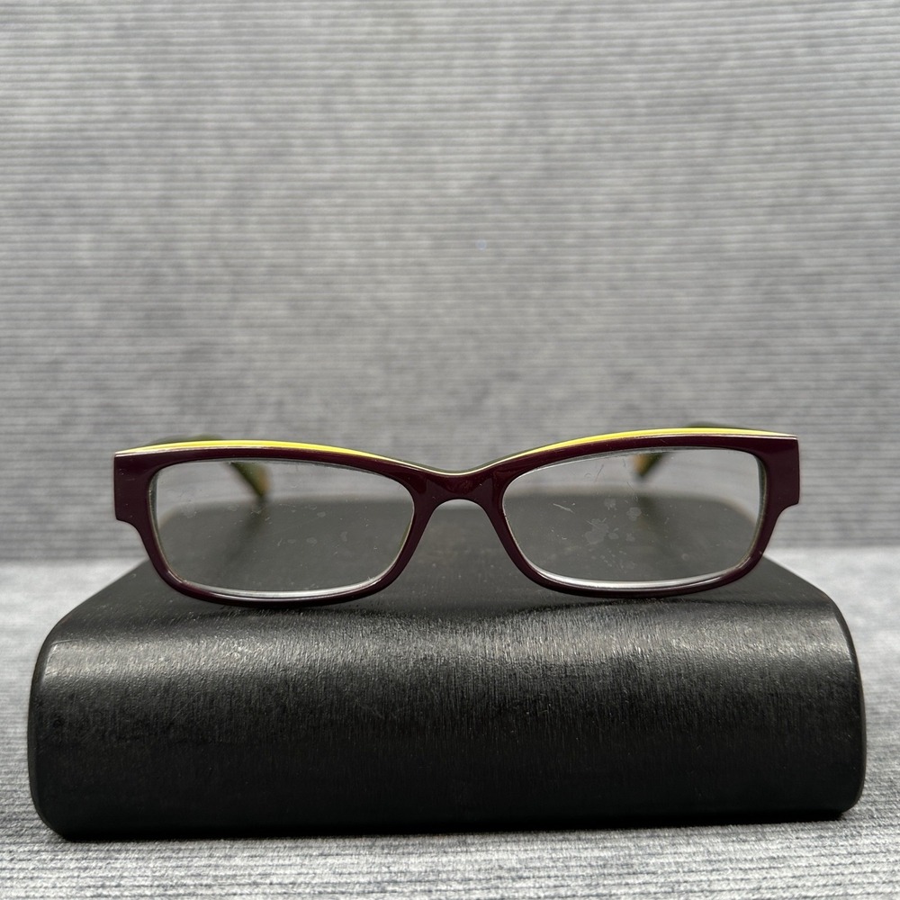 Fossil Deirdre ESF y2k Eyeglasses Burgundy Olive Green Rectangular Frames 135mm